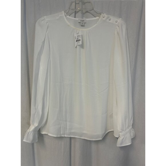 J Crew Factory Button-neck top with ruffles Item BD267, Size XS - Picture 2 of 4